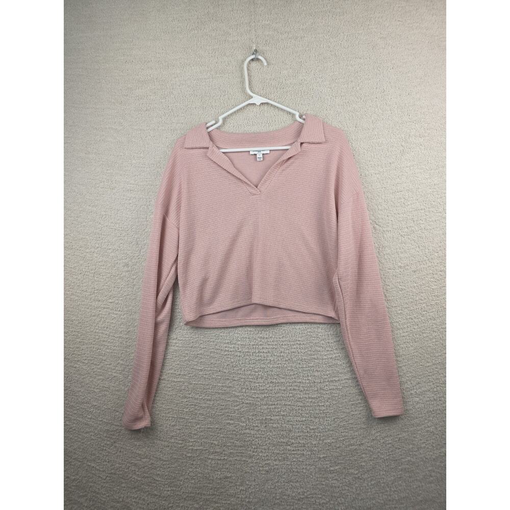Freshman 1996 Women's Pink Collared V-Neck Long Sleeve Sweater Size Large